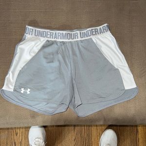 grey and white size small under armor shorts
